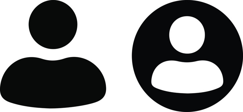 user profile avatar icons set in solid black style with simple and circular shapes, flat vector symbols for account, login and ui design