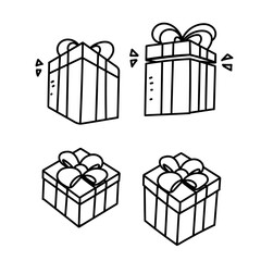 doodle gift boxes illustration handdrawn cartoon style vector