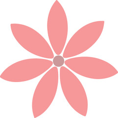 simple pink flower icon with elongated petals, flat vector illustration for floral design, spring themes and decoration