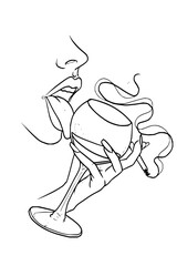 Elegant hand delicately holds wine glass and lit cigarette, evoking sophistication and a moment of indulgence