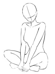 Elegant female figure sitting in serene pose, perfect for artistic projects and character design inspiration