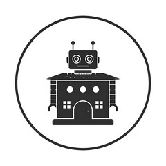 Obraz premium Simple robot in a house icon