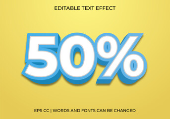 Discount 50% Editable Text Effect – Bold 3D Typography for Sale Promotion