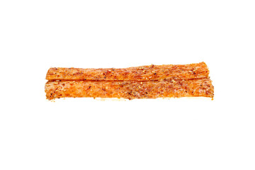 Handmade Beef Chorizo Sausage Stick on White Background