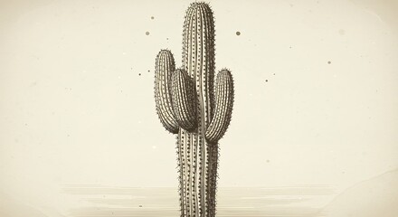 Vintage desert cactus illustration