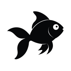 Elegant goldfish silhouette with flowing fins a classic aquatic design element silhouette