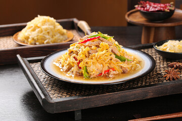 Northeastern Chinese Sauerkraut Stir-fry with Dumplings and Hot Pot - Traditional Asian Cuisine