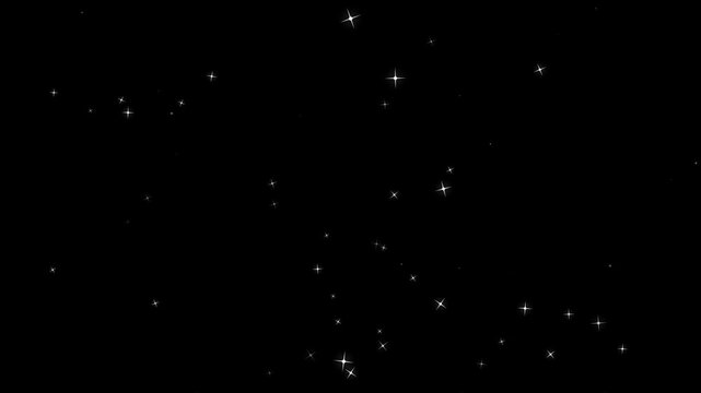 Twinkle light stars blink looping animation 4k Alpha background. Loopable Beautiful stars twinkling at night. Glitter sparkle animated. 4K Chroma key 3d animation Video for holidays, new year