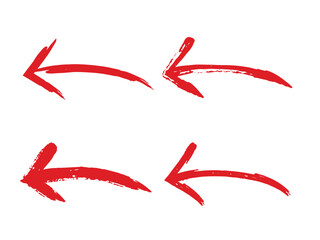 Hand-drawn red Grangee arrow bundle isolated on transparent background, arrow mark hand-drawn. Arrows icon. Arrow drawn with black Grangee on a transparent background