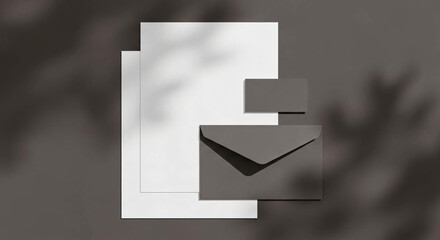 Elegant Stationery Mockup with Leaf Shadow Overlay