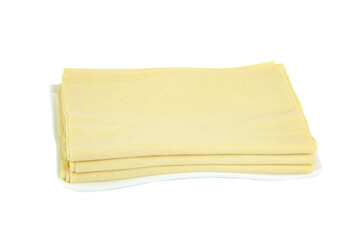 Fresh Handmade Tofu Sheets Stack White Background Asian Soy Protein Food Ingredient