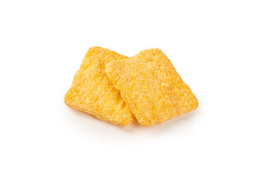 Crispy Golden Corn Tortilla Chips Isolated on White Background