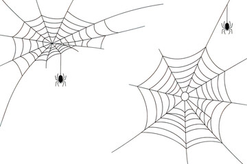 Two spider webs with spiders isolated on transparent background