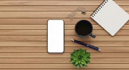 Minimalist Workspace: Phone, Coffee, and Inspiration