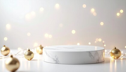 ゴールドのオーナメントと大理石のコントラスト、洗練された冬の背景Generated image