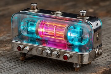 Illuminated glass tubes device with chrome metal casing image