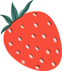 Obraz premium A cartoon strawberry with green leaves and light pink seeds
