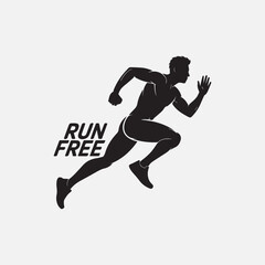 Vector Silhouette of Running Athlete in Motion