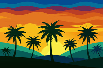Obraz premium a vibrant sunset paints the sky with hues of orang