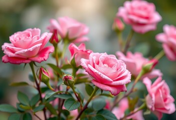 Fototapeta premium Softly blurred background of delicate pink roses, valentine, wedding