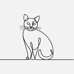 Clean line art vector of a sitting cat, perfect for pet logos, elegant designs, and minimalist decoration.