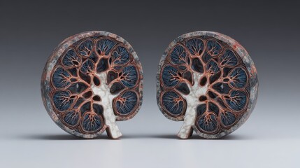 Fototapeta premium Intricate Cross-Section of an Artistic Tree Model with Root Details