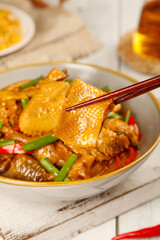 Hubei Air-Dried Preserved Chicken Dish - Traditional Chinese Local Cuisine with Vegetables