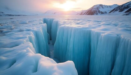 Aerial Photography of Norway Glaciers under the Midnight Sun with Ice Caves