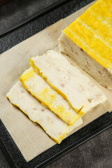 Handmade Macheng Meat Cake from Hubei China - Traditional Chinese Specialty Food Sliced on Parchment Paper