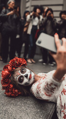 Catrina tom&aacute;ndose una selfie