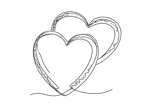 Naklejki Two intertwined hearts, minimalist line art
