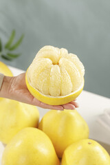Fresh Pomelo Citrus Fruit Peeled and Ready to Eat with Sweet White Segments