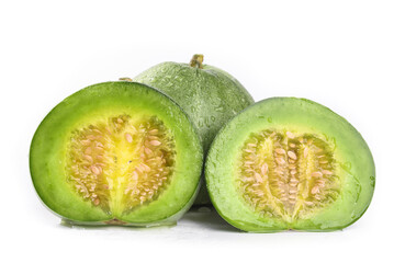 Fresh Green Honeydew Melon Slices on White Background - Sweet Emerald Fruit