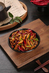 Stir-fried Silkworm Pupae Chrysalis Traditional Shandong Chinese Food Golden Crispy Delicacy with Peppers
