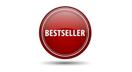 Bestseller product badge promotion marketing sales top rated item red glossy icon vector illustration