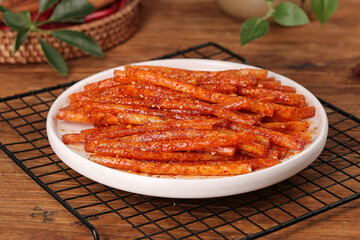 Handmade Spicy Sweet Potato Fries with Gluten-Free Crispy Coating on Wooden Table