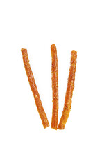 Handmade Spicy Dried Snack Sticks - Traditional Weilong Style Asian Treats on White Background