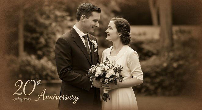 Couple celebrating 20th anniversary