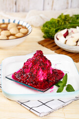 Purple Yam Dessert with Mint Garnish - Fresh Traditional Gannan Farmers Market Ingredient