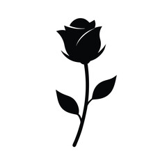 Elegant single rose with stem silhouette a classic botanical illustration for design
