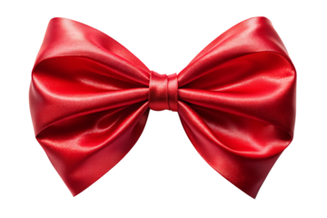 Elegant Red Satin Bow Tie Isolated on Transparent Background