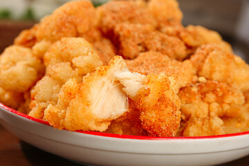 Golden Crispy Korean Fried Chicken Nuggets on White Platter - Delicious Crunchy Snack Food