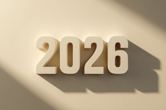 Stylish 2026 Numeric Display with Soft Shadows