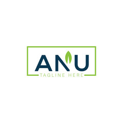 ANU letter logo design on WHITE background. ANU creative initials letter logo concept. ANU letter design.