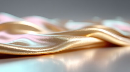 Abstract Gold and Pink Textured Background with Wavy Silk Surface and Soft Lighting Creates a Luxurious Smooth Elegant Surface