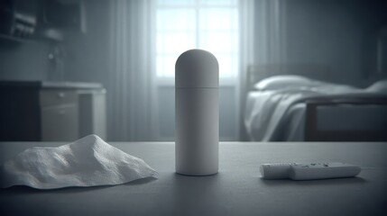 Minimalist Still Life Composition in Dimly Lit Bedroom Setting