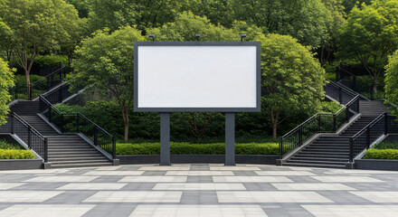 Blank Billboard in Lush Green Park Setting