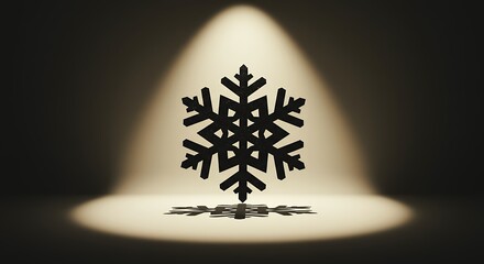 Silhouette snowflake under spotlight