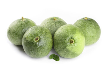 Fresh Sweet Lvbao Melons from Shandong Province China on White Background