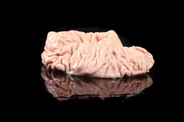 Fresh Raw Pork Sausage Links on Black Background Ready for Cooking